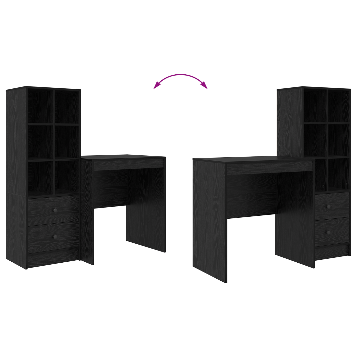vidaXL Schreibtisch mit Schubladen 2 pcs Schwarz Eichen-Optik