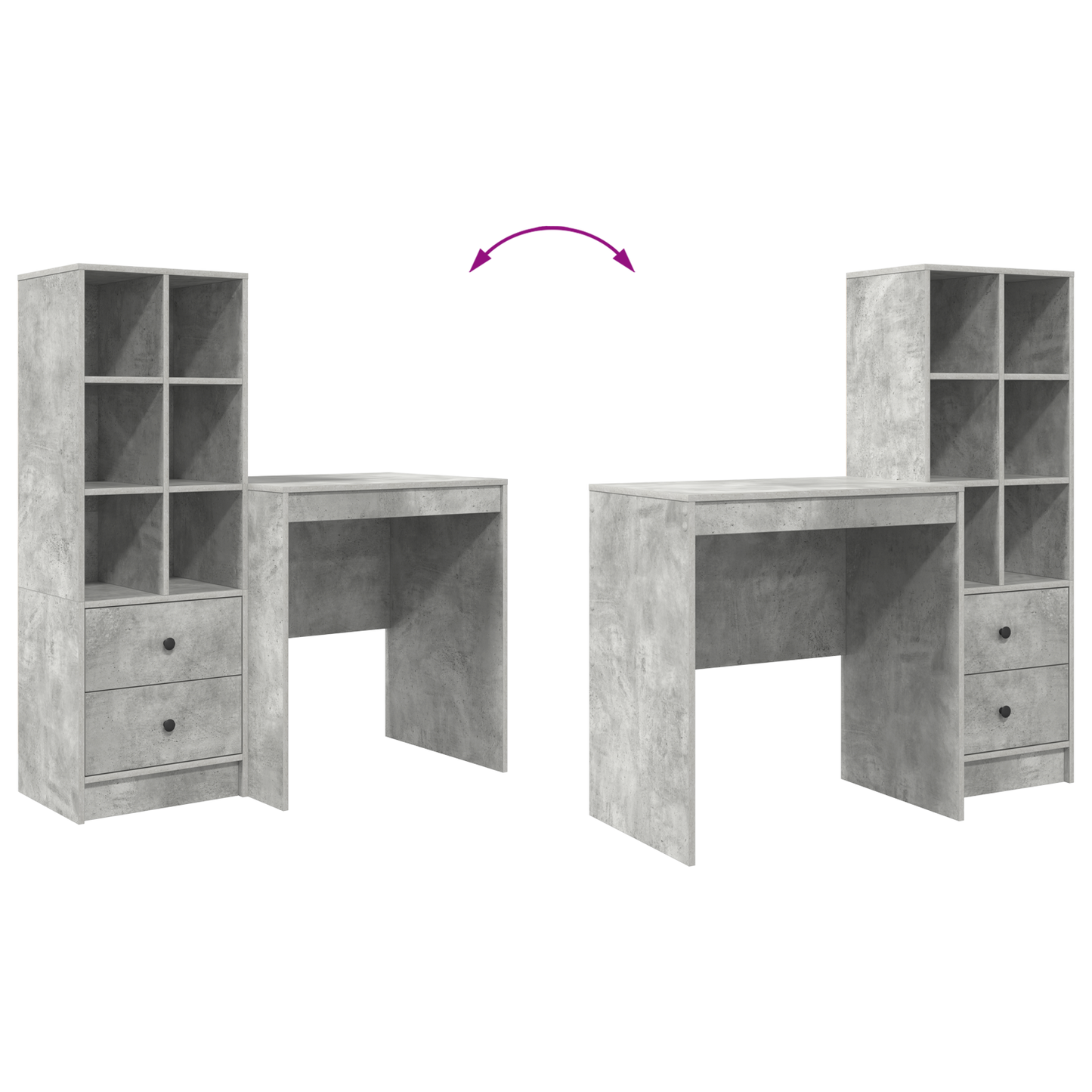 vidaXL Bureaux avec tiroirs 2 pcs Gris béton