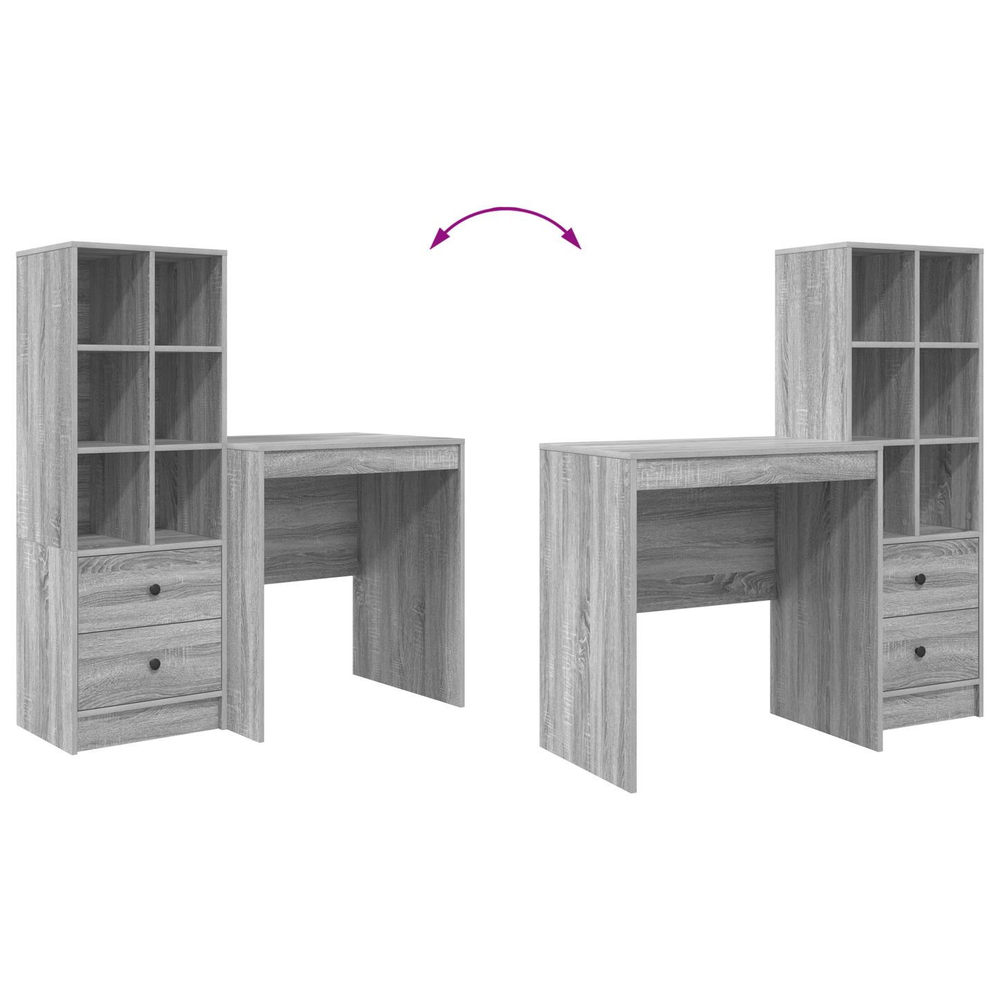 vidaXL Bureau avec tiroirs 2 pcs Sonoma gris