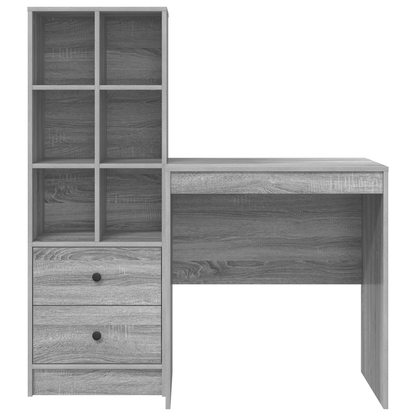 vidaXL Bureau avec tiroirs 2 pcs Sonoma gris