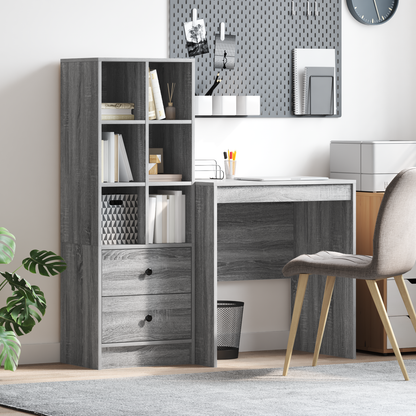 vidaXL Bureau avec tiroirs 2 pcs Sonoma gris