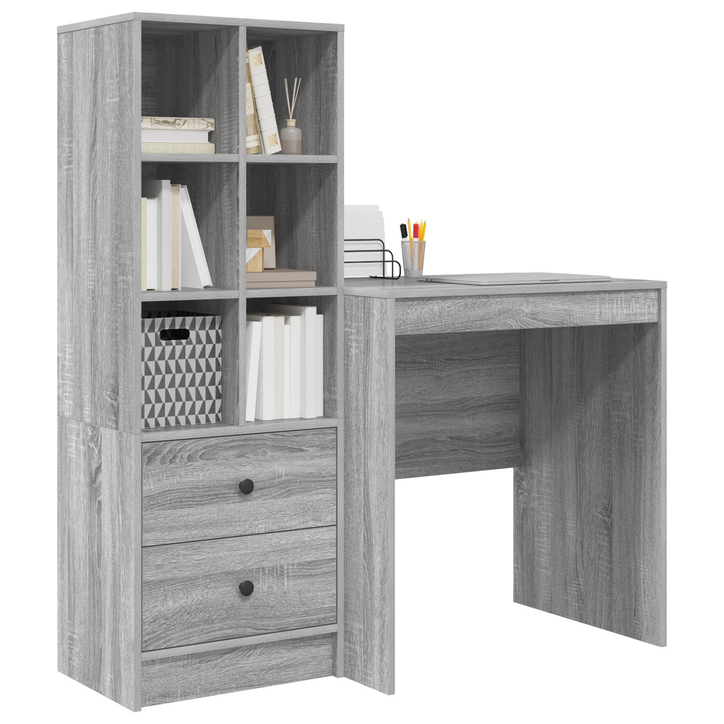 vidaXL Bureau avec tiroirs 2 pcs Sonoma gris
