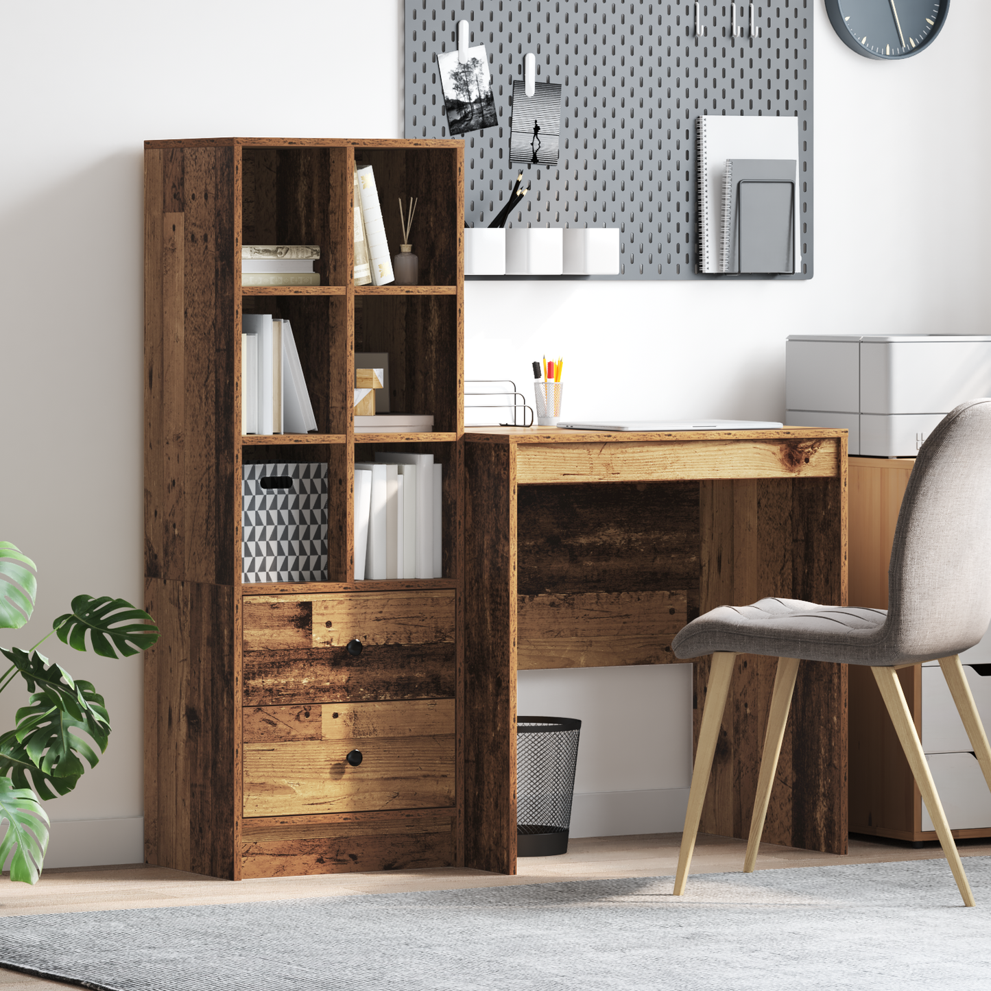 vidaXL Schreibtisch mit Schubladen 2 pcs Altholz