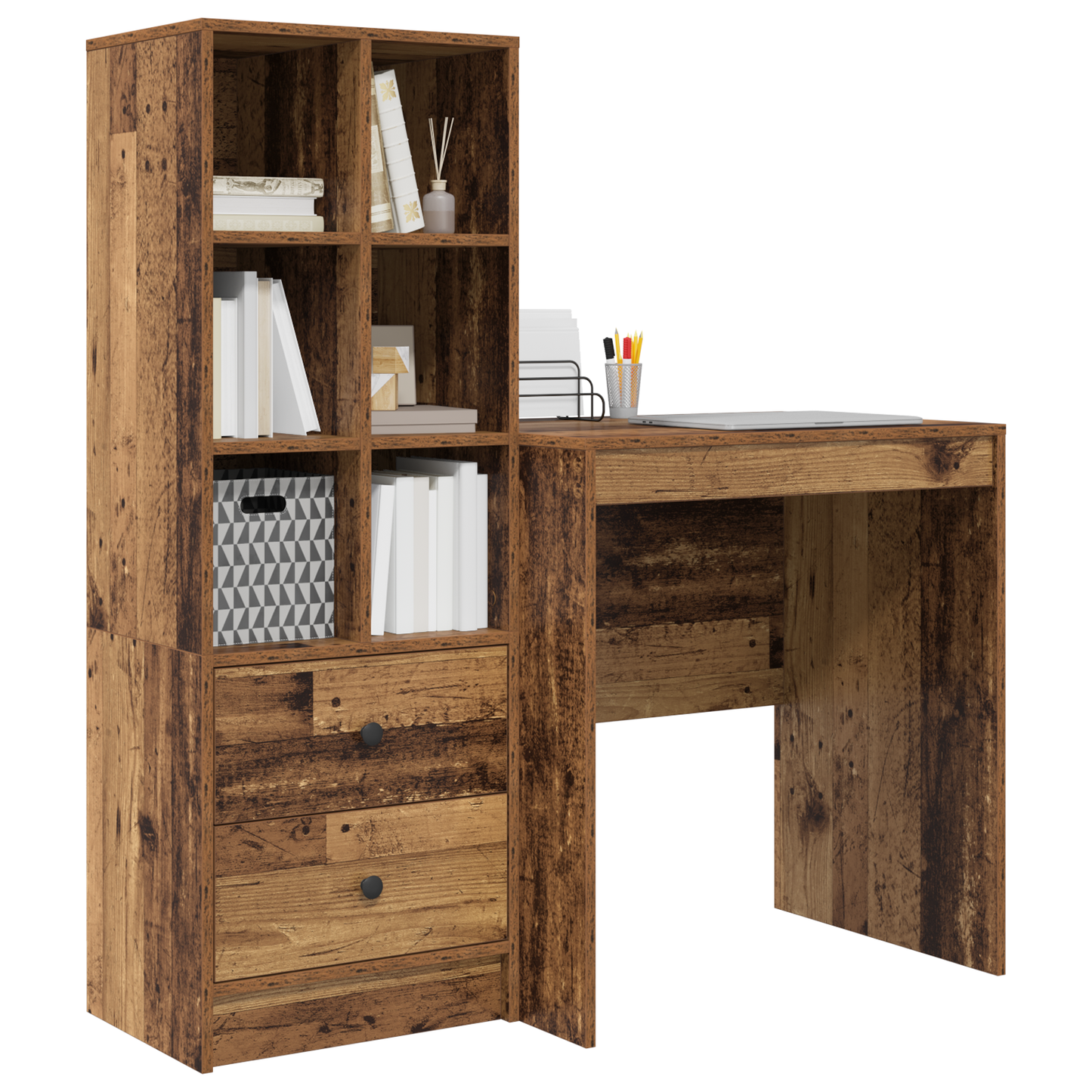 vidaXL Schreibtisch mit Schubladen 2 pcs Altholz