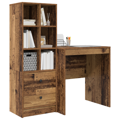 vidaXL Schreibtisch mit Schubladen 2 pcs Altholz