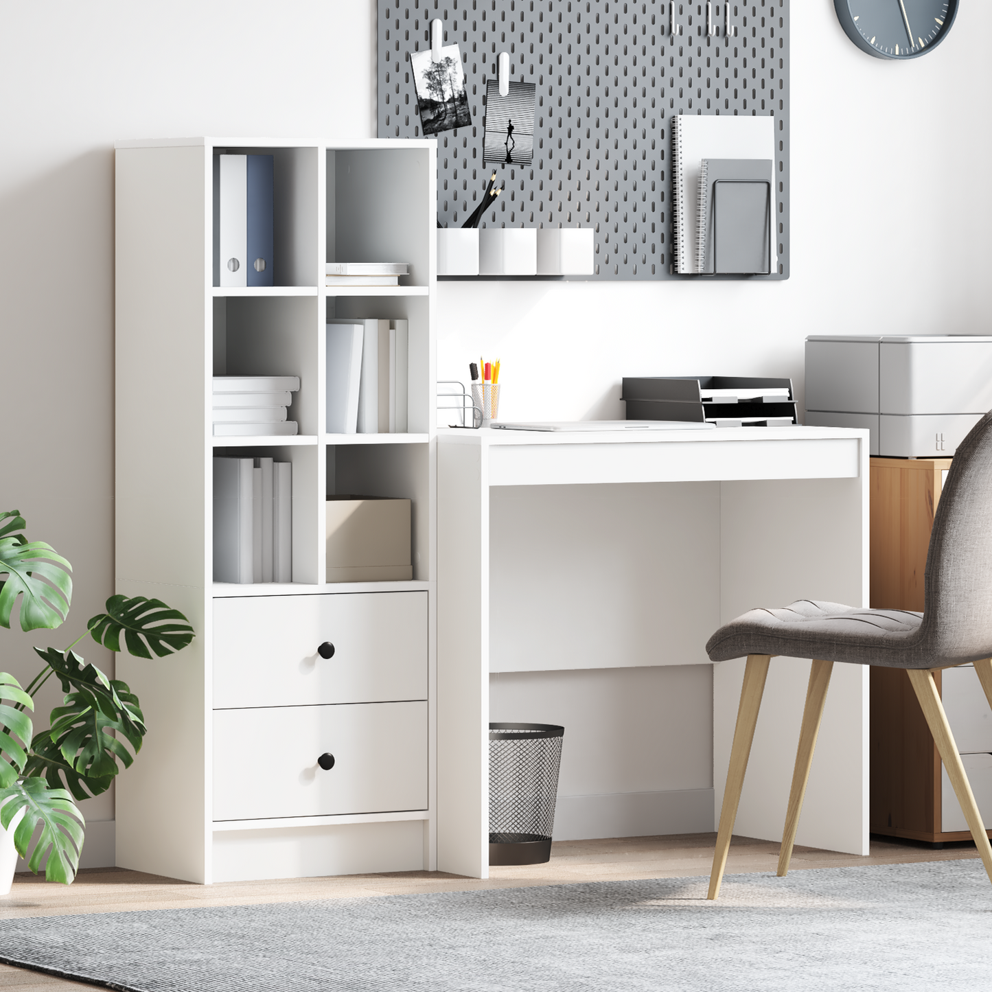 vidaXL Schreibtisch mit Schubladen 2 pcs Weiß