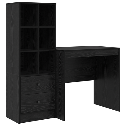 vidaXL Schreibtisch mit Schubladen 2 pcs Schwarz Eichen-Optik