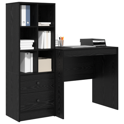 vidaXL Schreibtisch mit Schubladen 2 pcs Schwarz Eichen-Optik