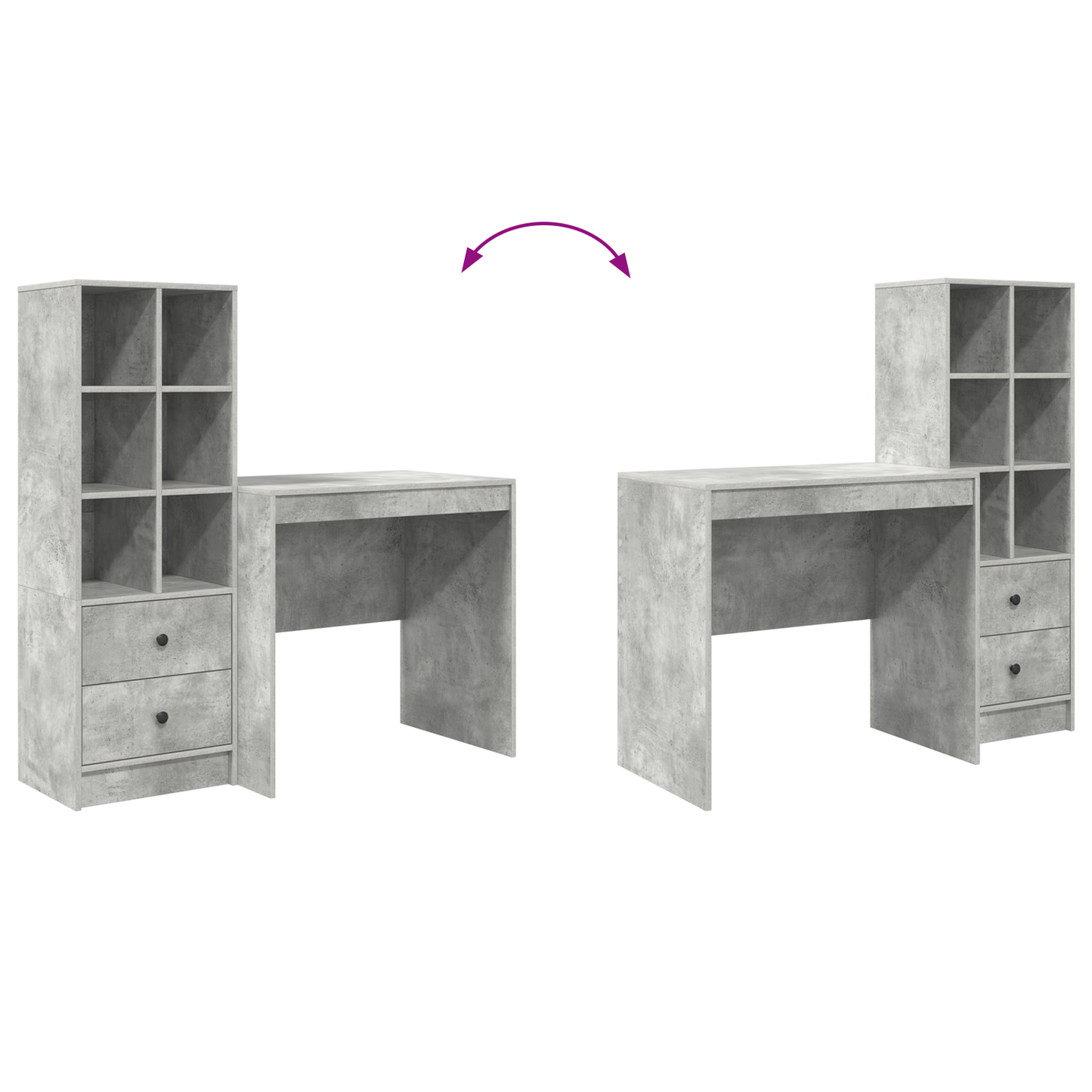 vidaXL Bureaux avec tiroirs 2 pcs Gris béton