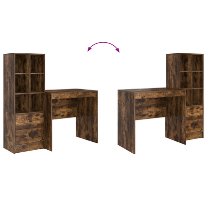vidaXL Schreibtisch mit Schubladen 2 pcs Geräucherte Eiche