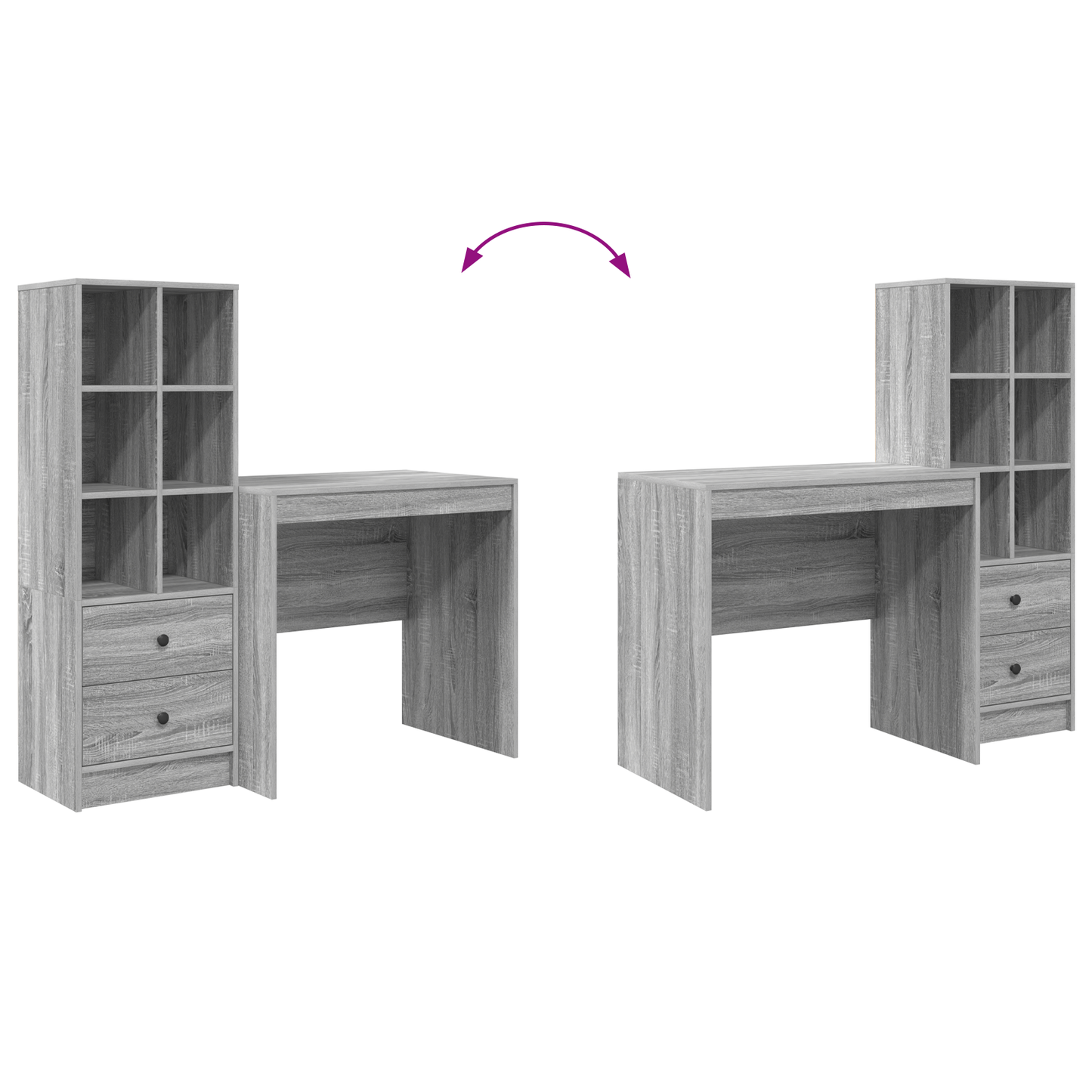vidaXL Schreibtisch mit Schubladen 2 pcs Graues Sonoma