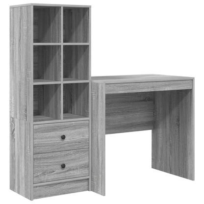 vidaXL Schreibtisch mit Schubladen 2 pcs Graues Sonoma