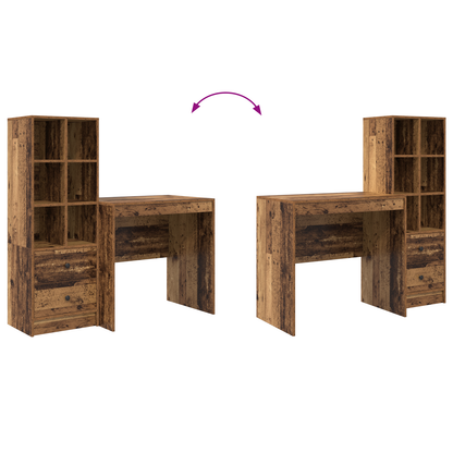 vidaXL Schreibtisch mit Schubladen 2 pcs Altholz