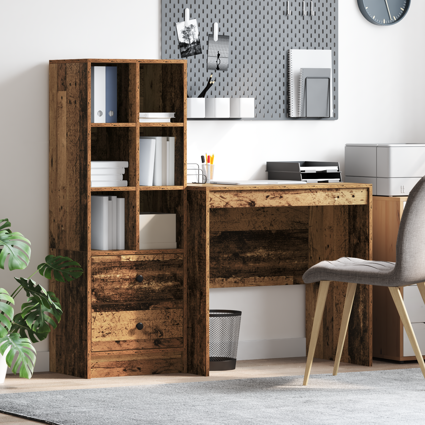 vidaXL Schreibtisch mit Schubladen 2 pcs Altholz