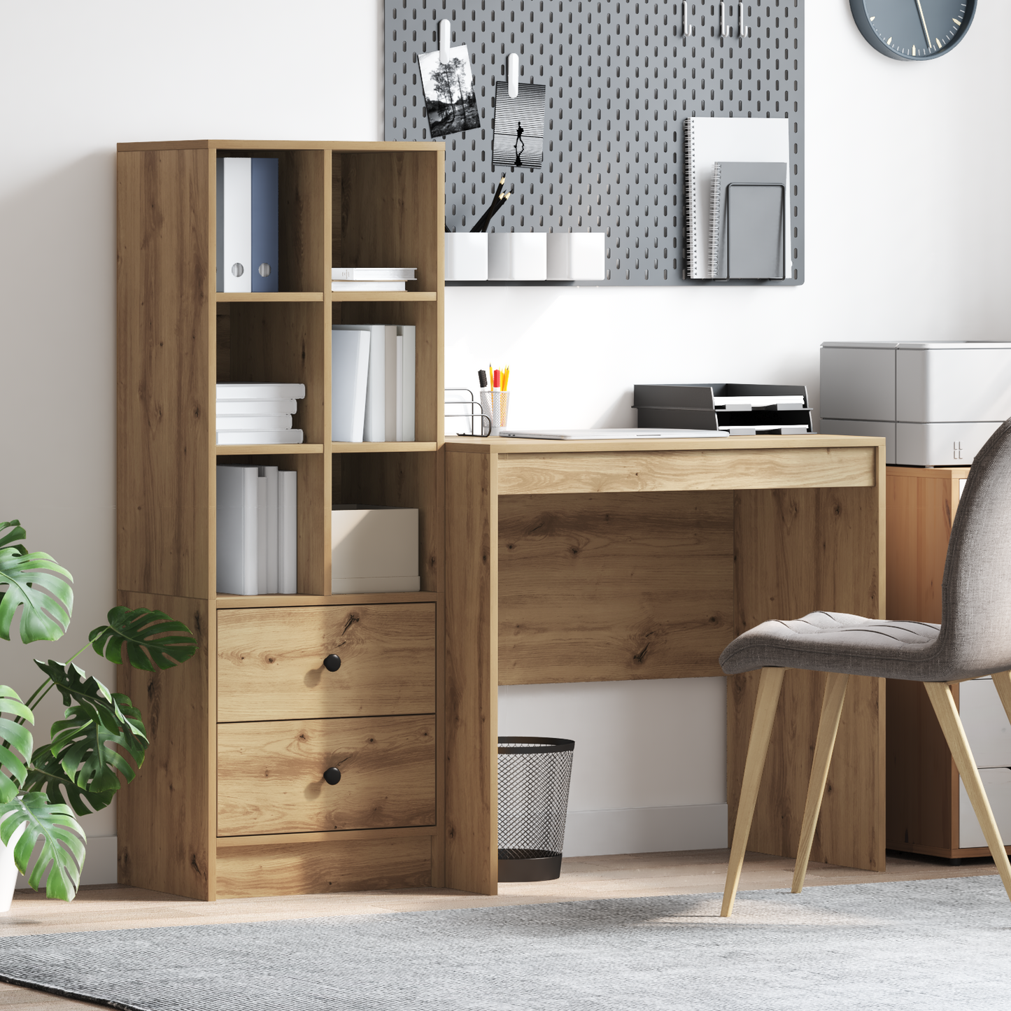 vidaXL Schreibtisch mit Schubladen 2 pcs Artisan-Eiche
