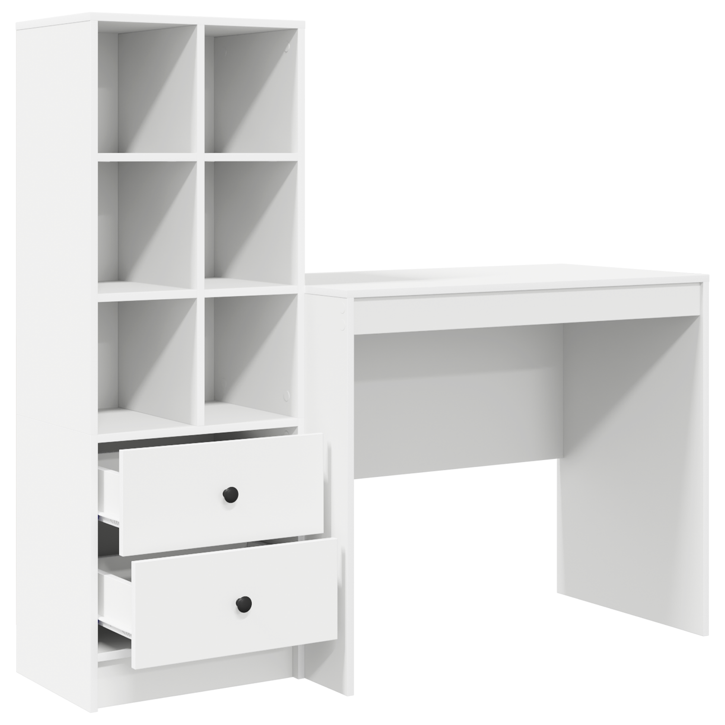 vidaXL Schreibtisch mit Schubladen 2 pcs Weiß