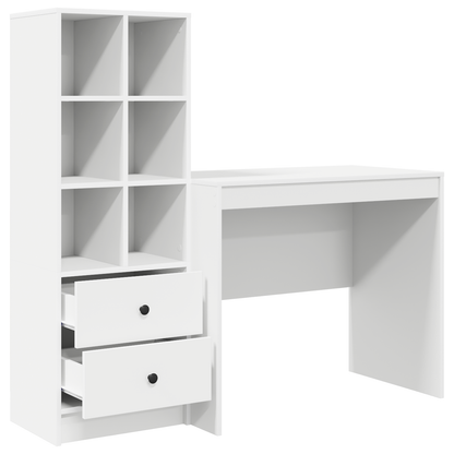 vidaXL Schreibtisch mit Schubladen 2 pcs Weiß