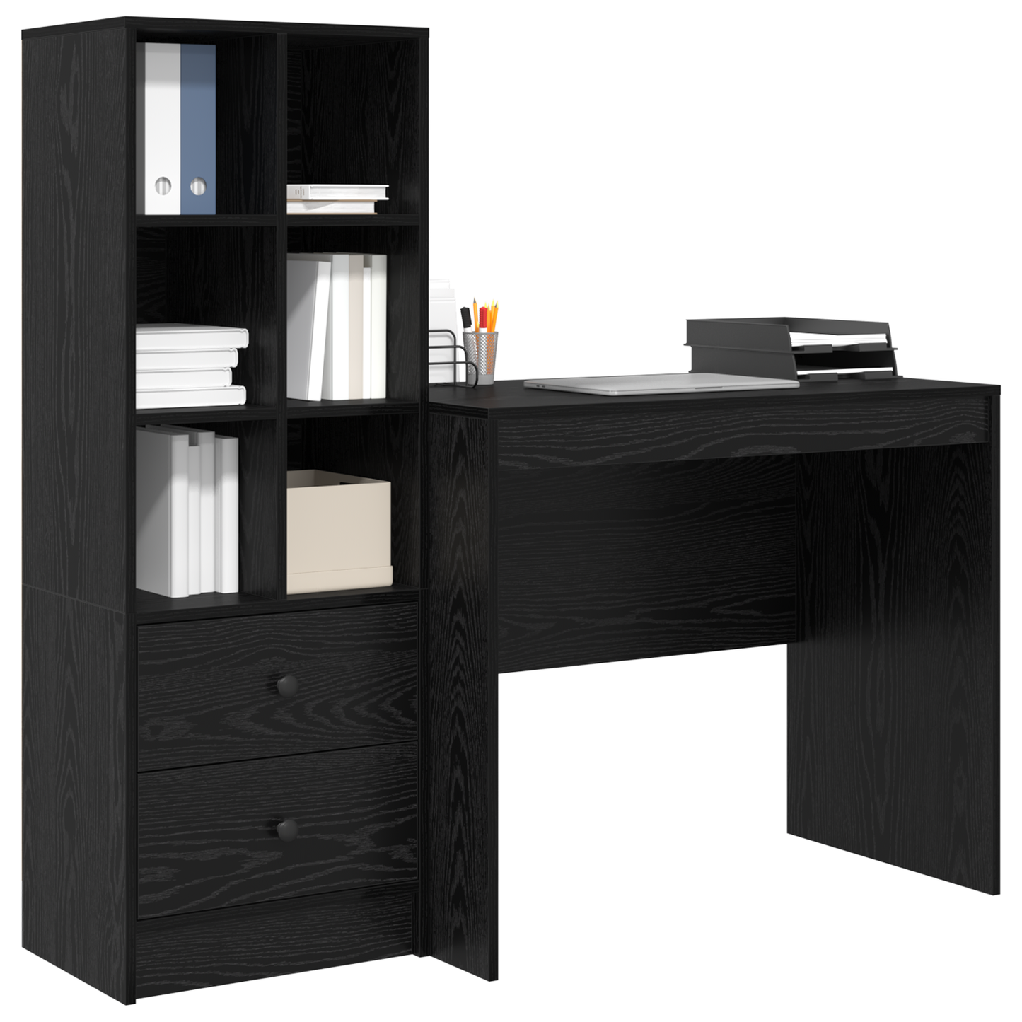 vidaXL Schreibtisch mit Schubladen 2 pcs Schwarz Eichen-Optik
