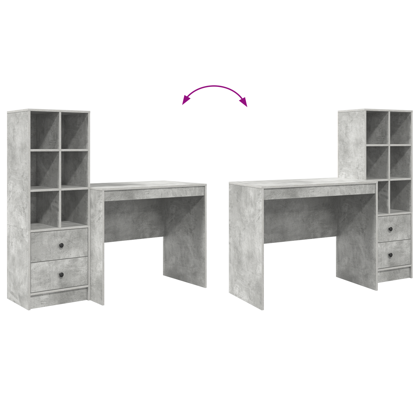 vidaXL Bureaux avec tiroirs 2 pcs Gris béton