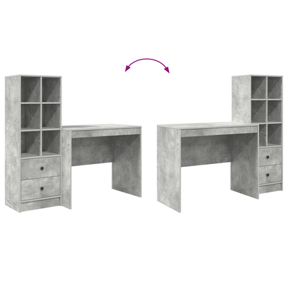 vidaXL Bureaux avec tiroirs 2 pcs Gris béton