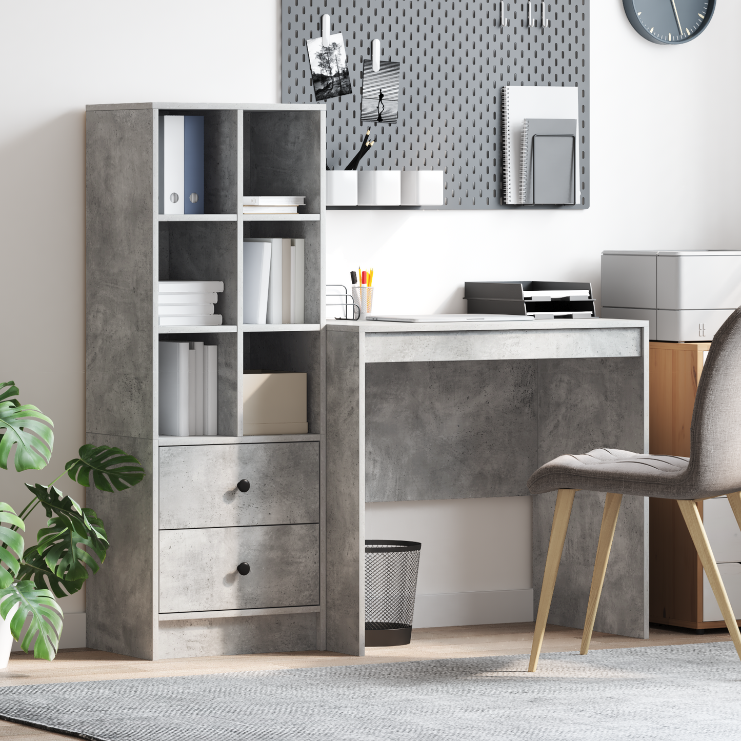 vidaXL Bureaux avec tiroirs 2 pcs Gris béton
