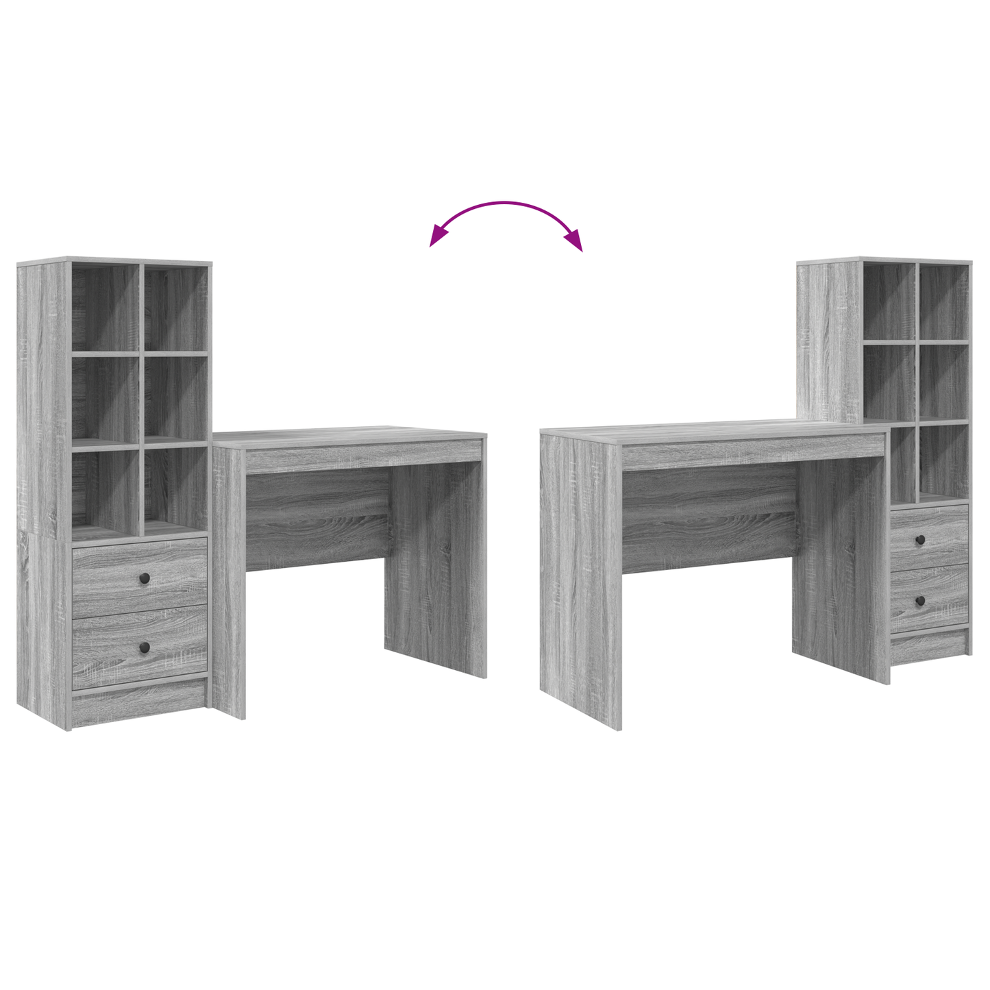 vidaXL Schreibtisch mit Schubladen 2 pcs Graues Sonoma