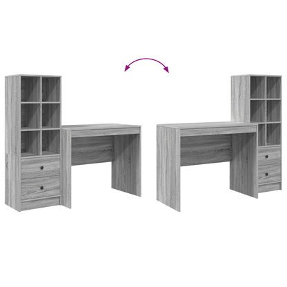 vidaXL Schreibtisch mit Schubladen 2 pcs Graues Sonoma