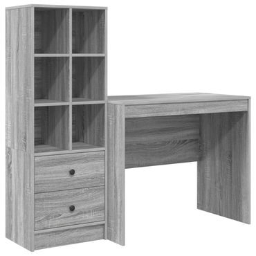 vidaXL Schreibtisch mit Schubladen 2 pcs Graues Sonoma
