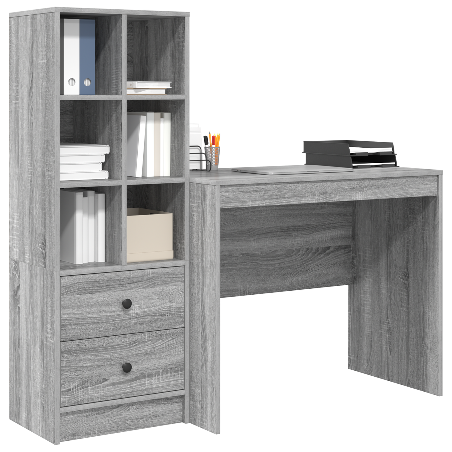 vidaXL Schreibtisch mit Schubladen 2 pcs Graues Sonoma