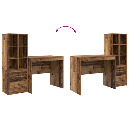 vidaXL Schreibtisch mit Schubladen 2 pcs Altholz