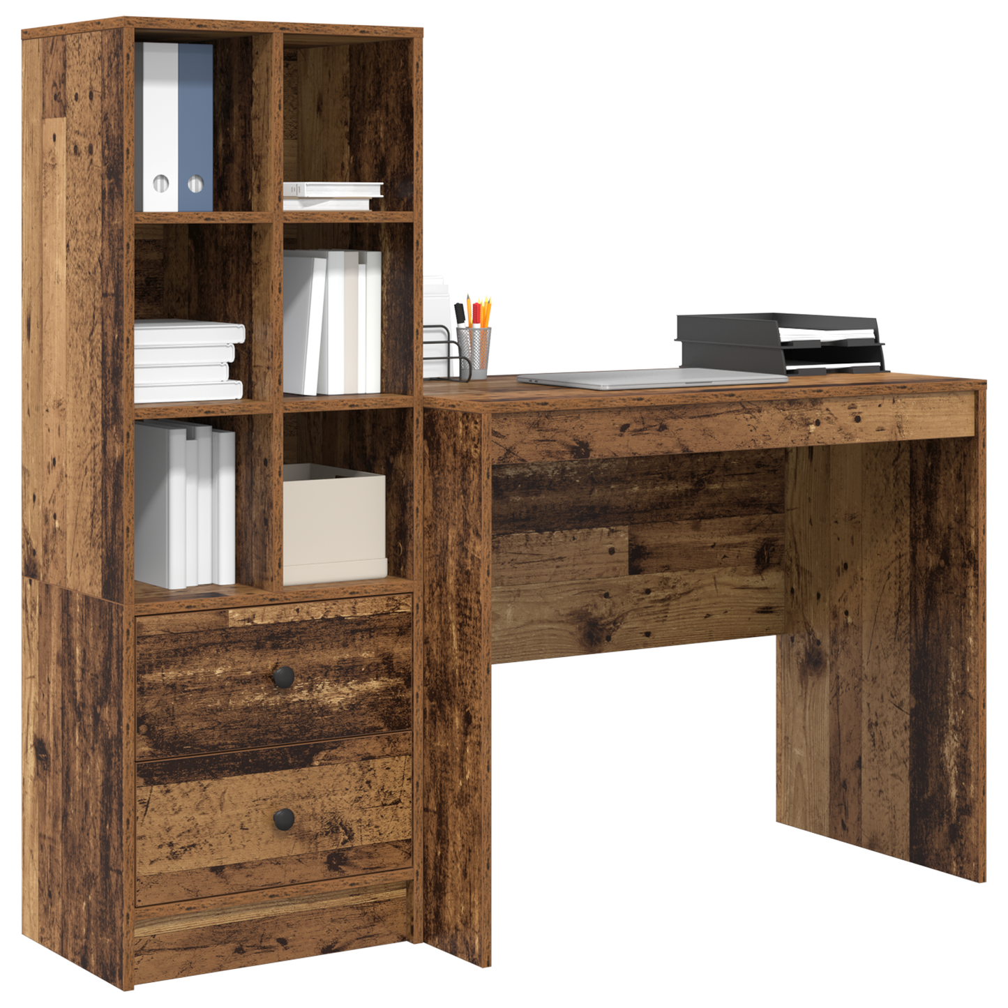 vidaXL Schreibtisch mit Schubladen 2 pcs Altholz