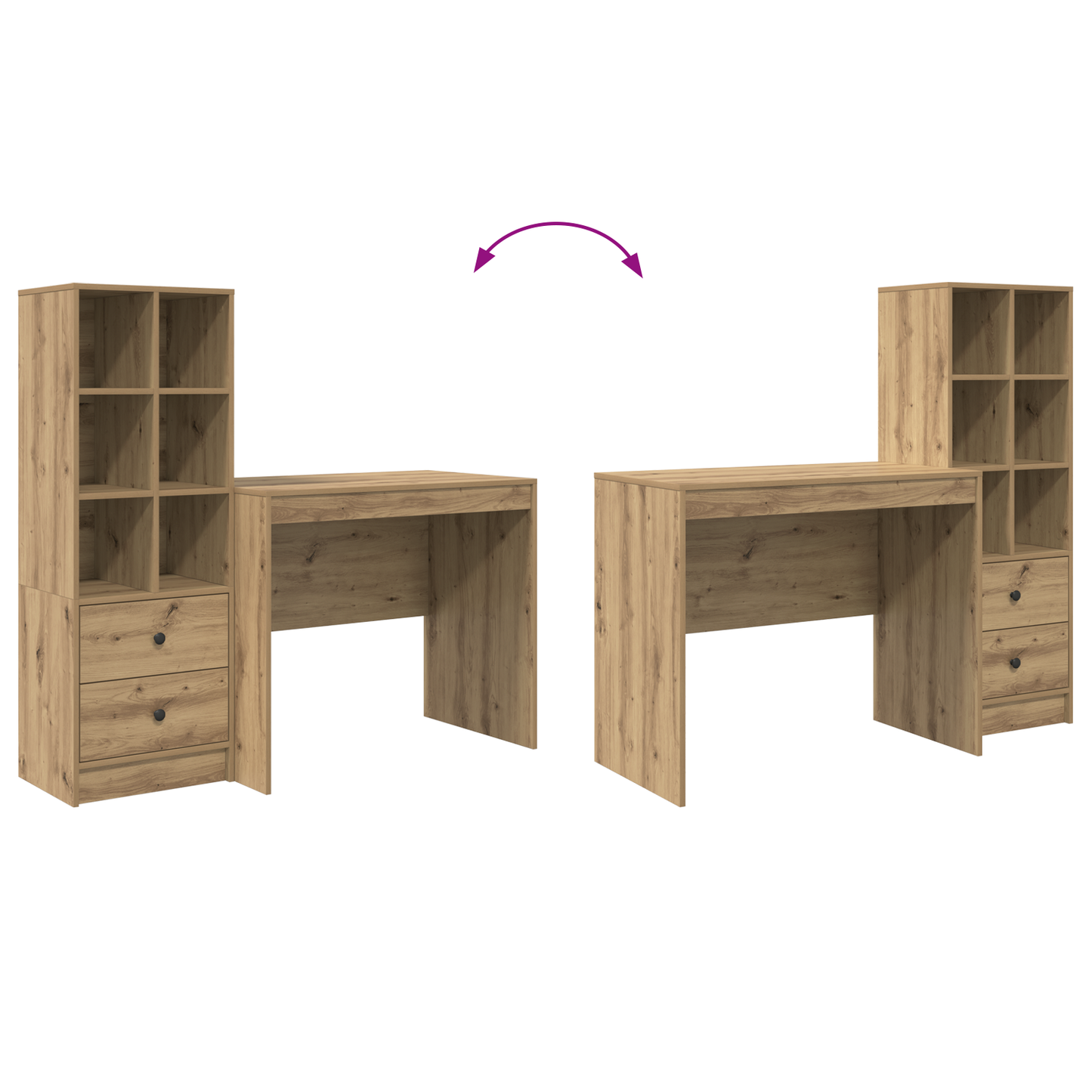 vidaXL Schreibtisch mit Schubladen 2 pcs Artisan-Eiche