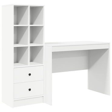 vidaXL Schreibtisch mit Schubladen 2 pcs Weiß