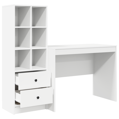 vidaXL Schreibtisch mit Schubladen 2 pcs Weiß