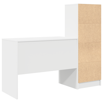 vidaXL Schreibtisch mit Schubladen 2 pcs Weiß