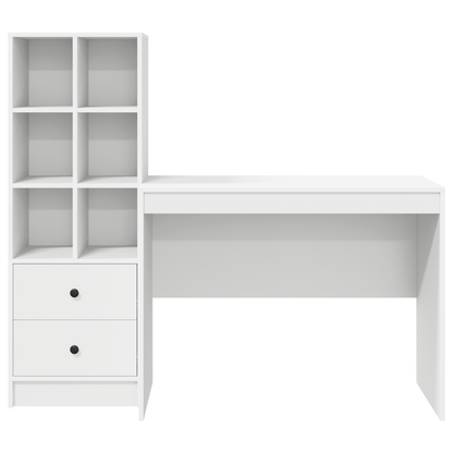 vidaXL Schreibtisch mit Schubladen 2 pcs Weiß
