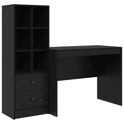 vidaXL Schreibtisch mit Schubladen 2 pcs Schwarz Eichen-Optik