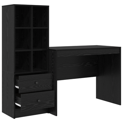 vidaXL Schreibtisch mit Schubladen 2 pcs Schwarz Eichen-Optik