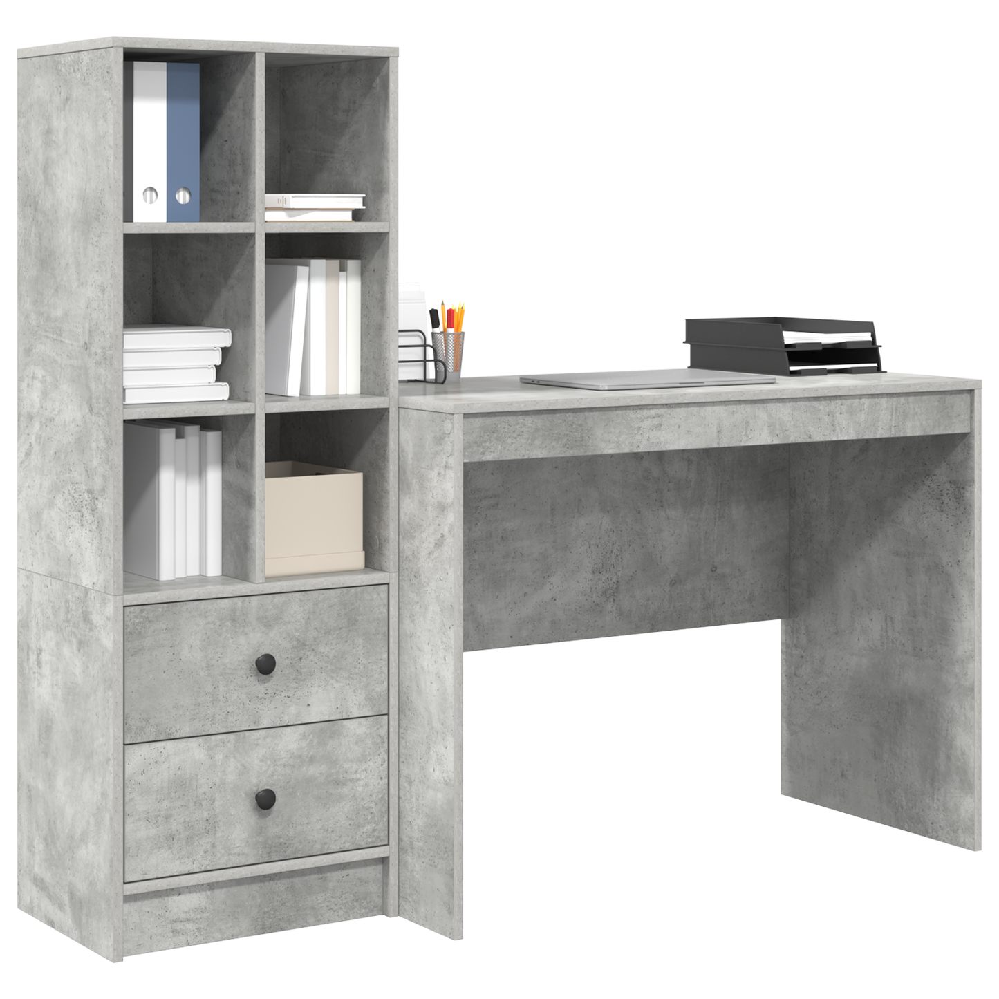 vidaXL Bureaux avec tiroirs 2 pcs Gris béton