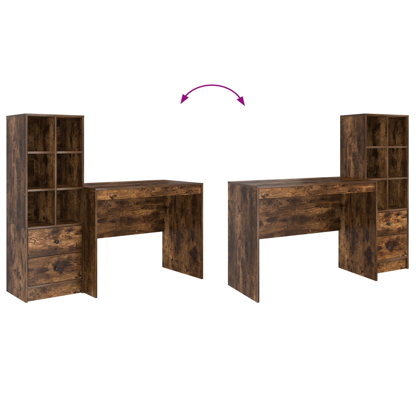 vidaXL Bureau avec tiroirs 2 pcs Chêne fumé