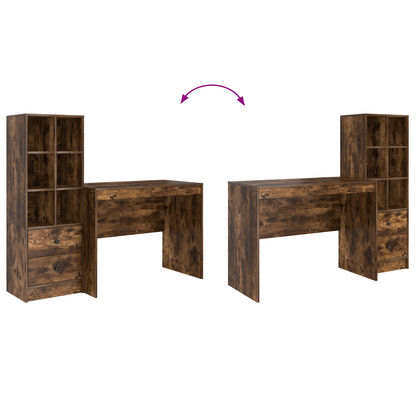 vidaXL Bureau avec tiroirs 2 pcs Chêne fumé