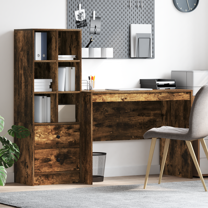 vidaXL Bureau avec tiroirs 2 pcs Chêne fumé