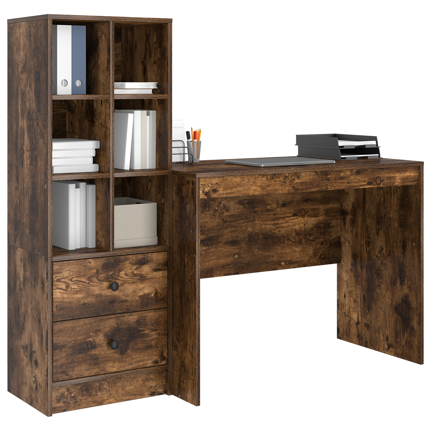 vidaXL Bureau avec tiroirs 2 pcs Chêne fumé