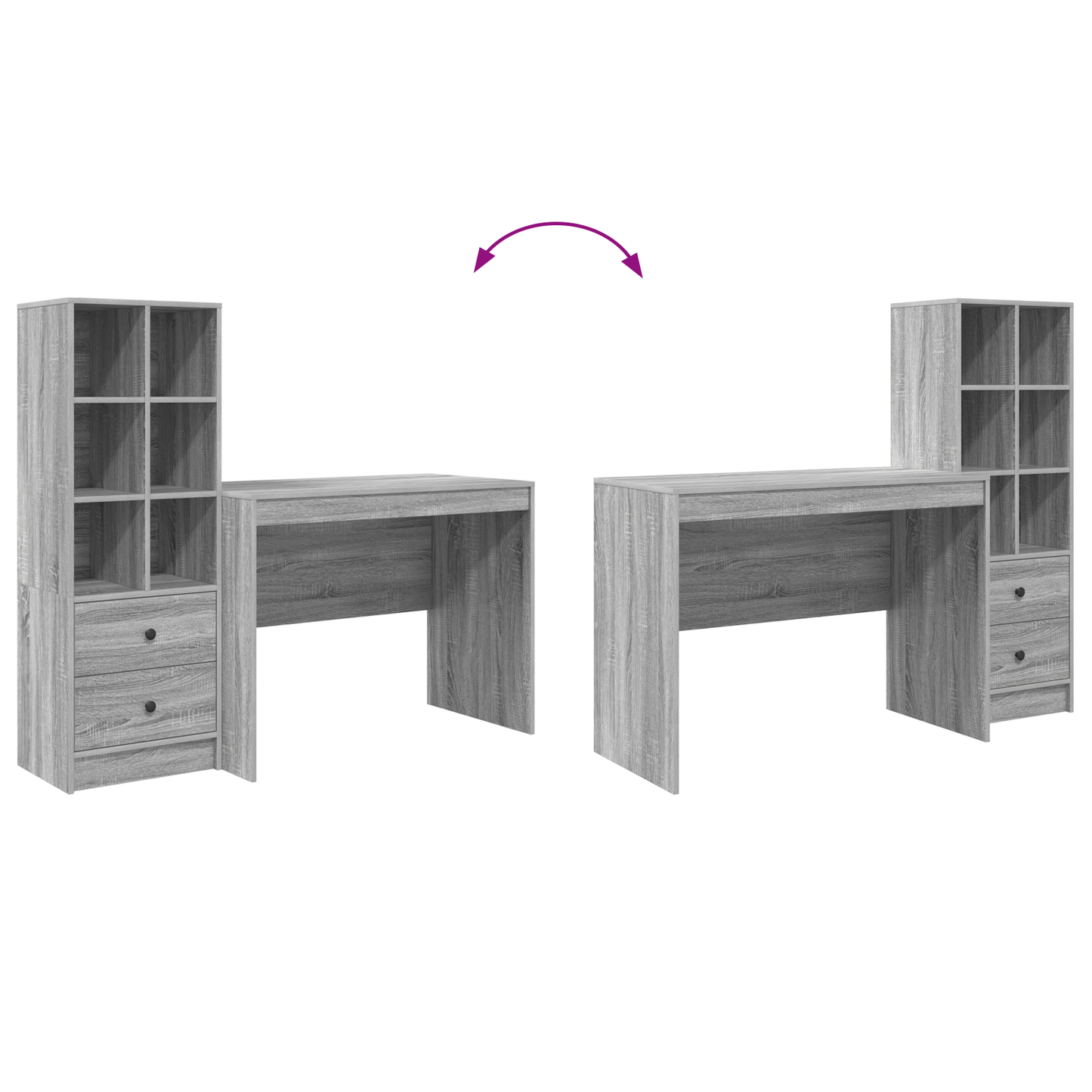 vidaXL Schreibtisch mit Schubladen 2 pcs Graues Sonoma