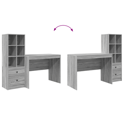 vidaXL Schreibtisch mit Schubladen 2 pcs Graues Sonoma