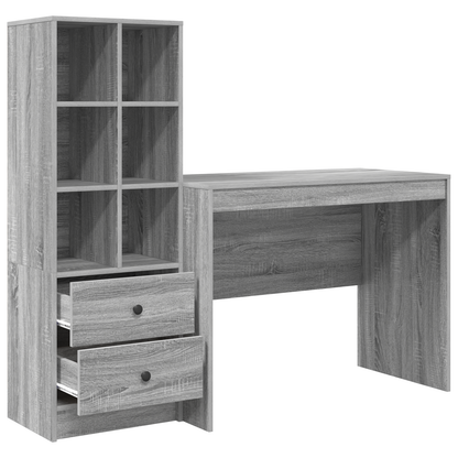 vidaXL Schreibtisch mit Schubladen 2 pcs Graues Sonoma