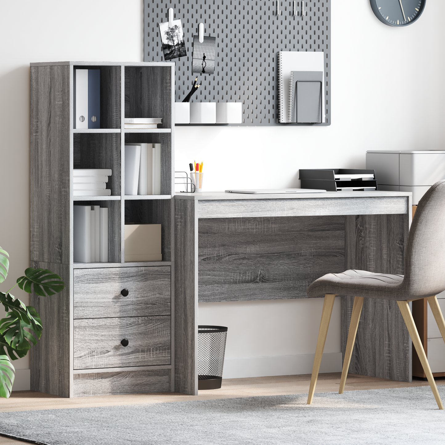 vidaXL Schreibtisch mit Schubladen 2 pcs Graues Sonoma
