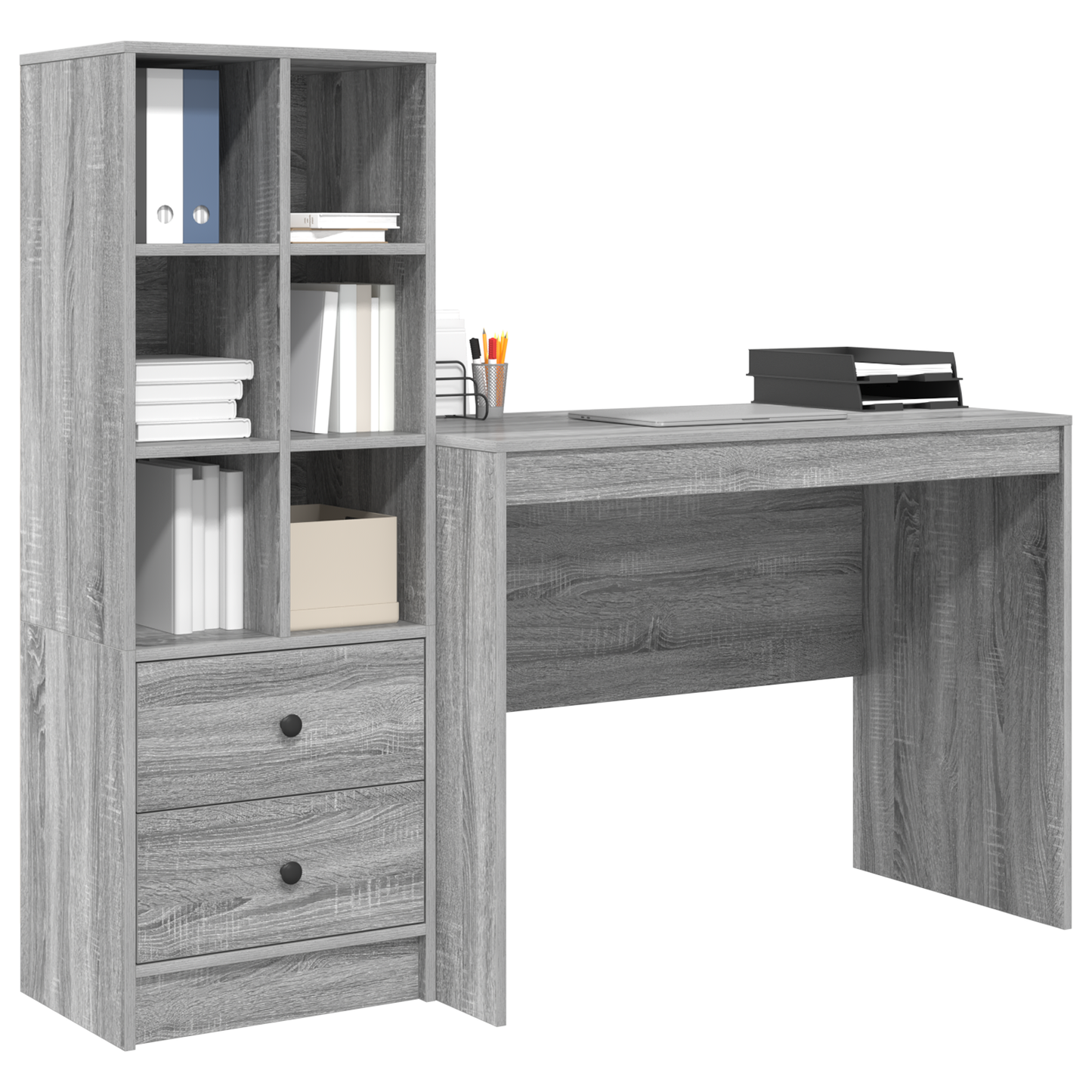 vidaXL Schreibtisch mit Schubladen 2 pcs Graues Sonoma