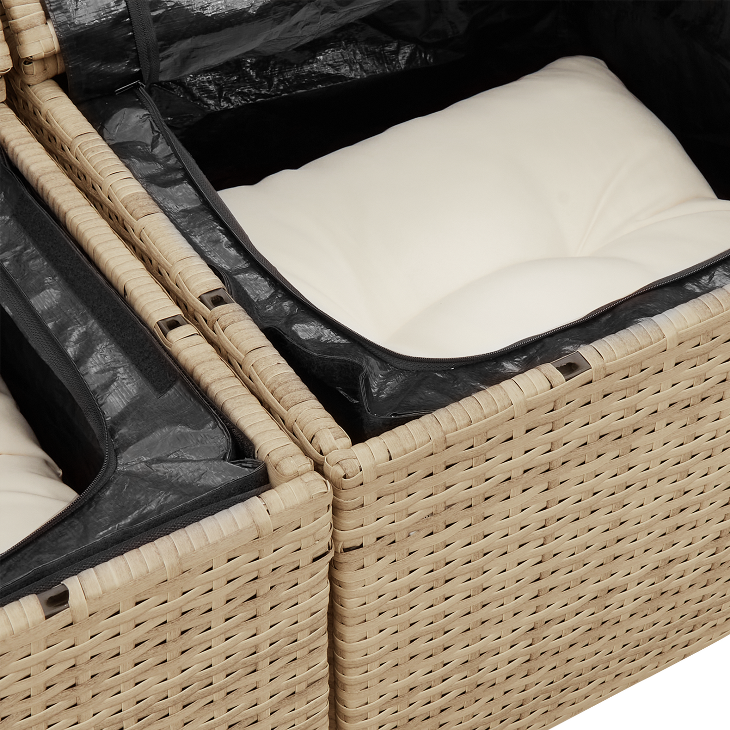 vidaXL Salon de jardin avec coussins et rangements 9 pcs Résine tressée Marron