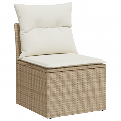 vidaXL Salon de jardin avec coussins et rangements 9 pcs Résine tressée Marron